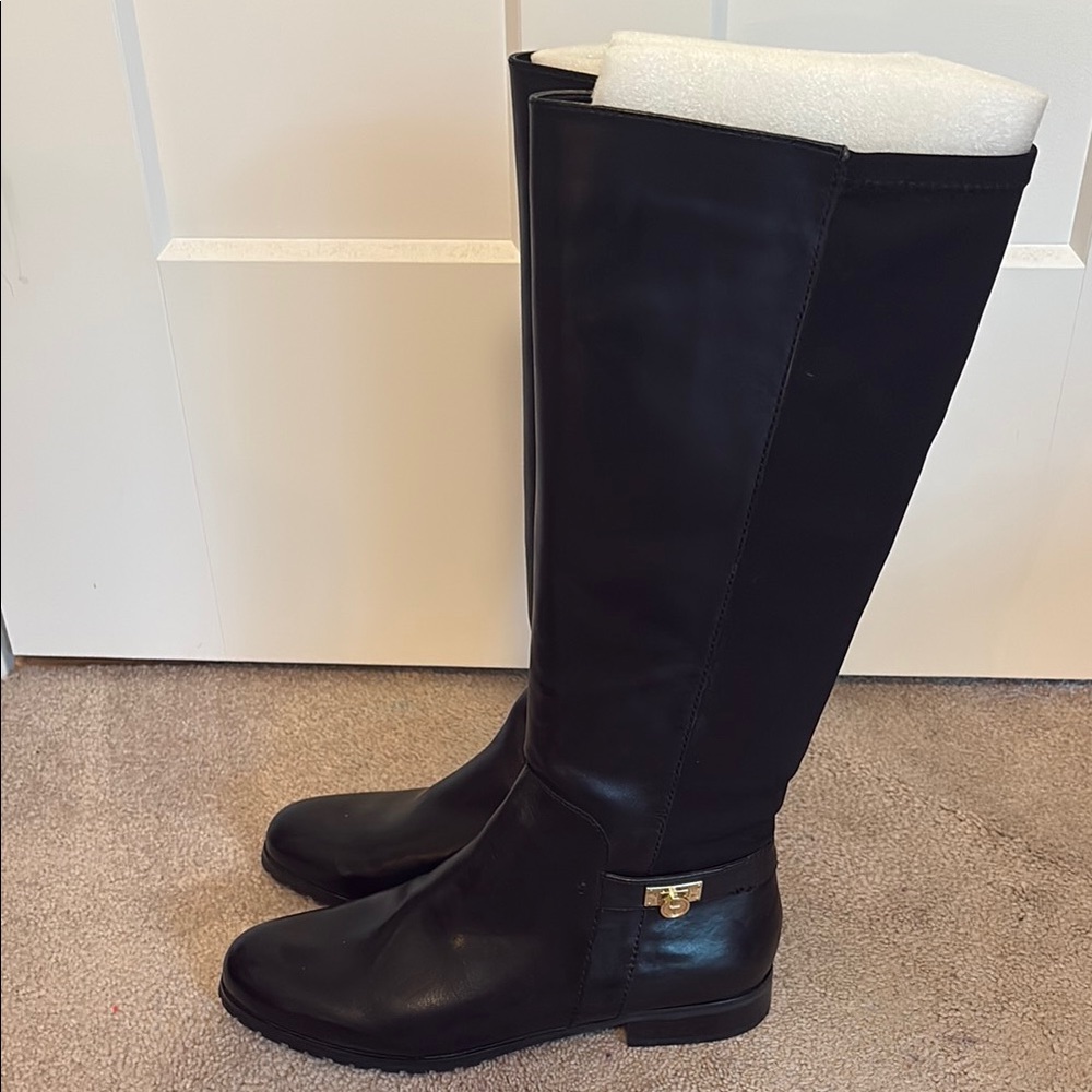 Black leather riding boots